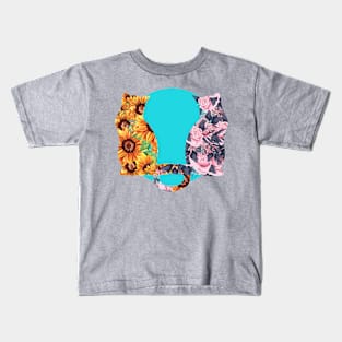 Flower Cats Sunflowers and Roses Kids T-Shirt